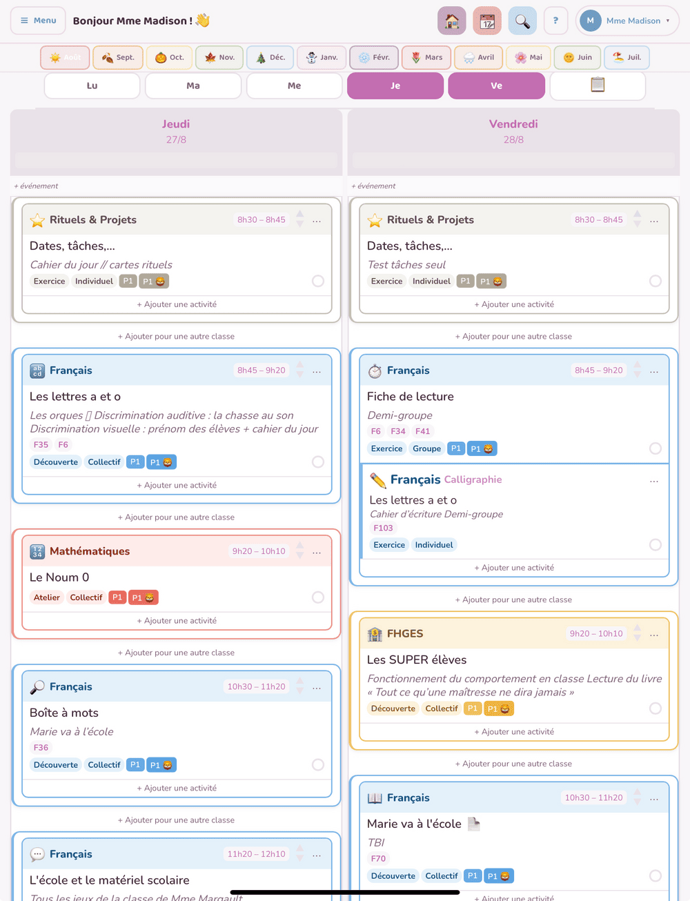 Semainier sur iPhone